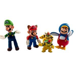 Super Mario Bros  5 Figure Set – Luigi, Mario,  2 Bowser & Penguin Mario